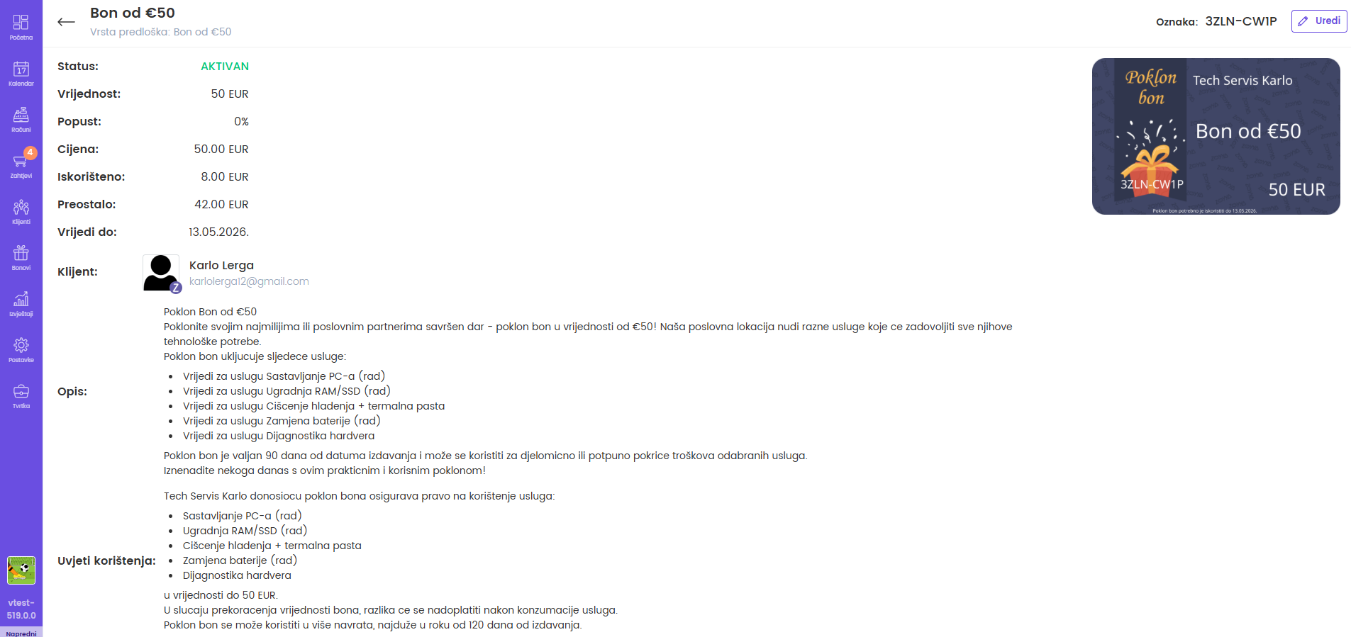 Detalji bona — donji dio