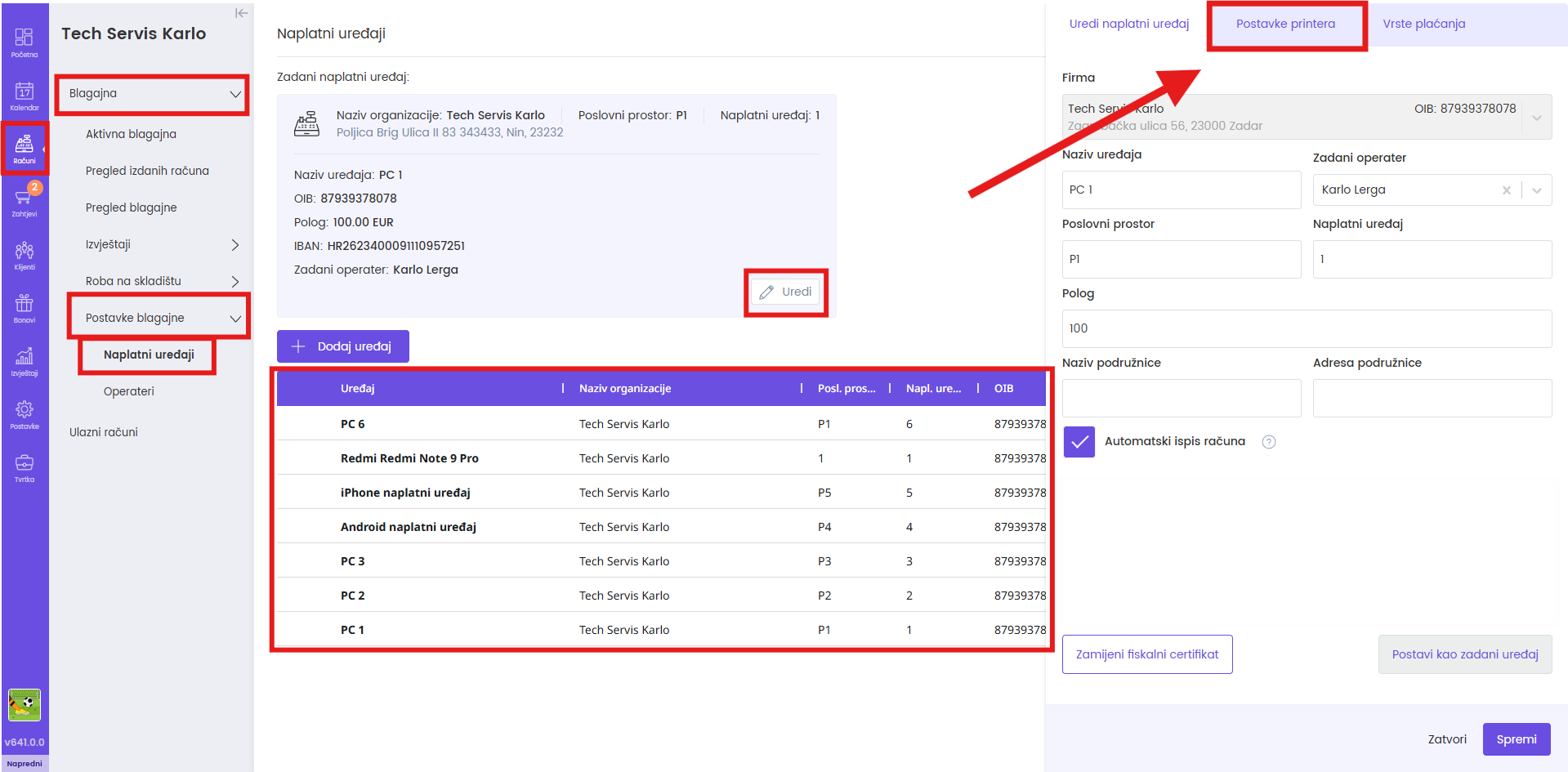 Otvorite postavke printera
